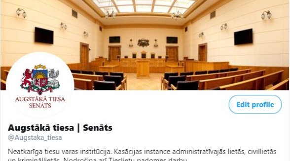 Augstākā tiesa pievienojas komunikācijai Twitterī