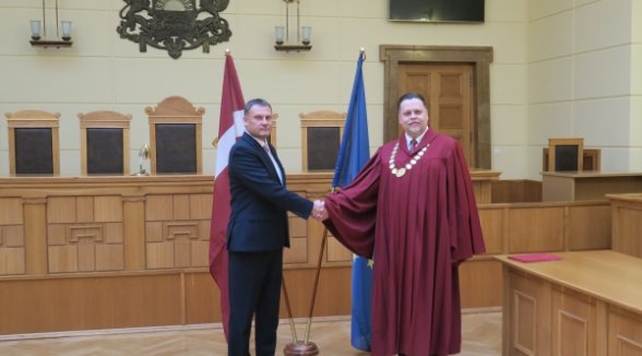 The Chief Justice of the Supreme Court accepts an oath of the Prosecutor General Juris Stukans