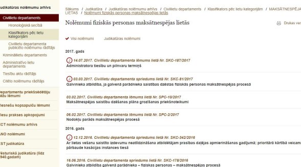 Augstākās tiesas nolēmumi sistematizēti jaunos klasifikatoros